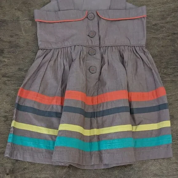 Mini Boden Girls Brown Sleeveless Striped Cotton Summer Dress Outfit Size 1.5-2Y - Picture 6 of 9